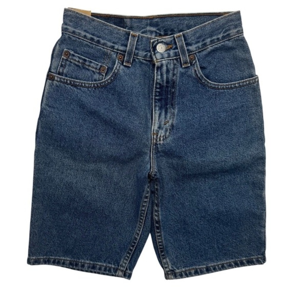 Vintage NWT Levis 550 Student Denim Shorts Boys 26W Blue Made in USA Relaxed Fit